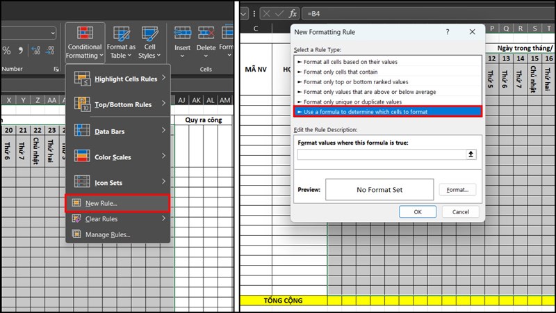Cách tạo bảng chấm công trên Microsoft Excel
