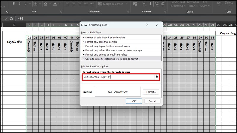 Cách tạo bảng chấm công trên Microsoft Excel
