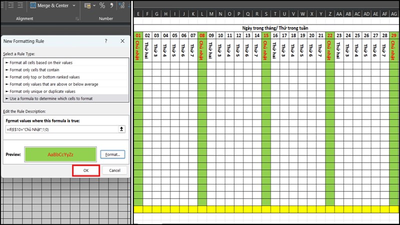 Cách tạo bảng chấm công trên Microsoft Excel
