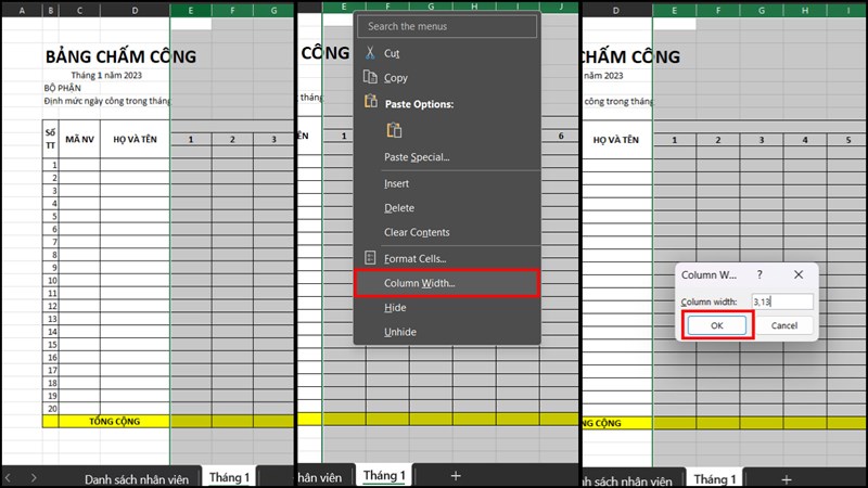 Cách tạo bảng chấm công trên Microsoft Excel