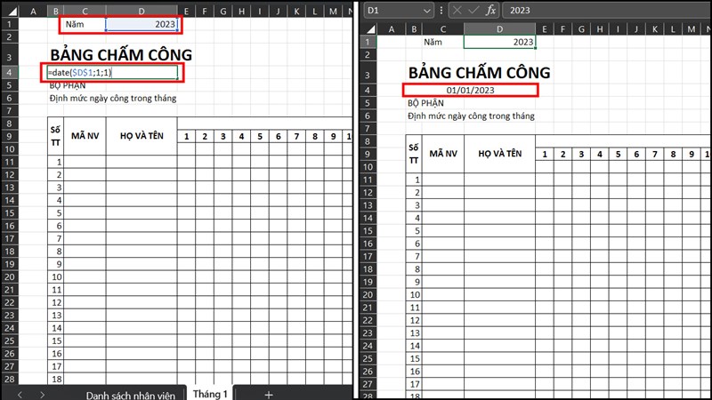 Cách tạo bảng chấm công trên Microsoft Excel