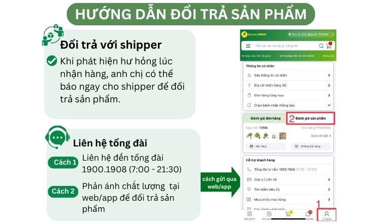 Chính sách đổi trả, hoàn tiền khi mua thực phẩm tươi sống tại Bách hoá XANH
