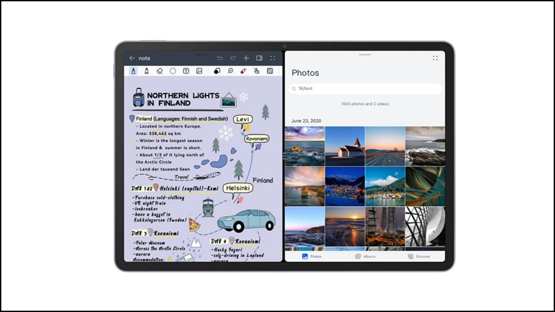 Tính năng đa cửa sổ trên Huawei MatePad 11.5 cho phép người dùng sử dụng nhiều ứng dụng khác nhau