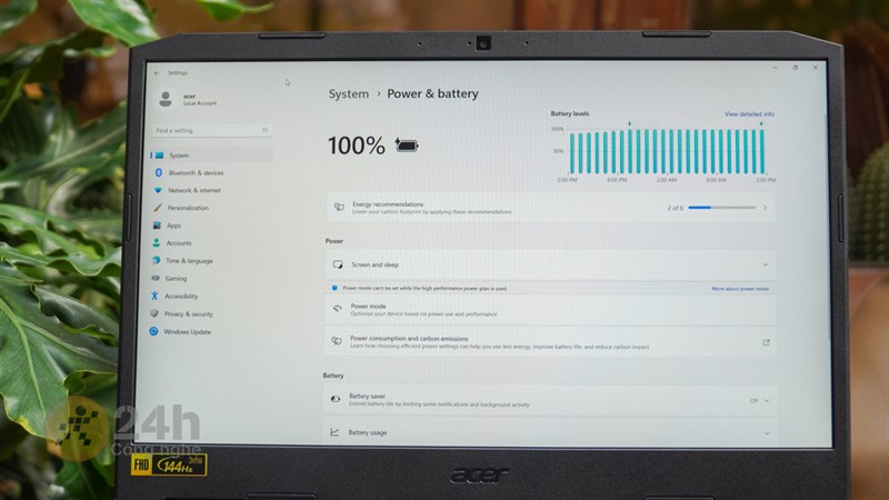 Mình đánh giá thời lượng pin mà Acer Nitro 5 AN515 57 đạt được ở ở mức tốt so với các laptop gaming hiện nay.