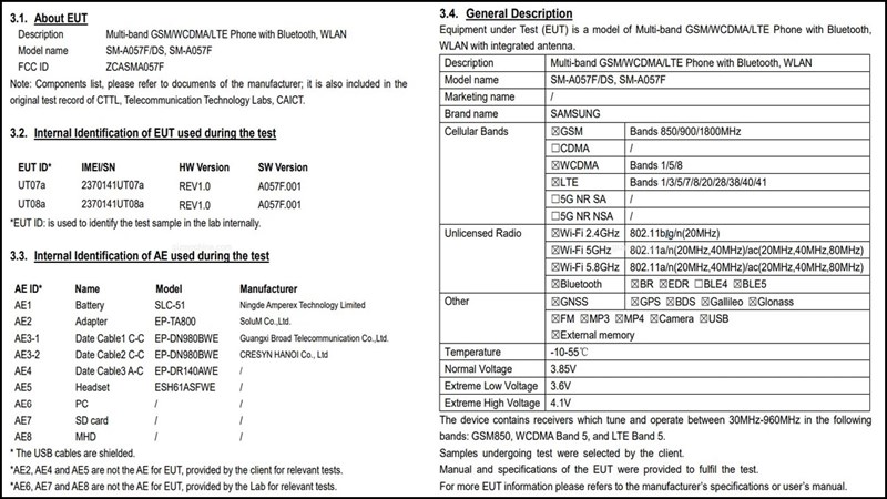 Những thông số kỹ thuật của Galaxy A05s bị rò rỉ bởi cơ quan FCC