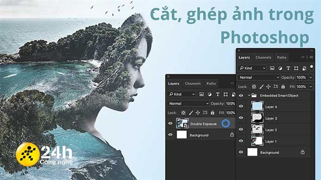 Có thông tin chi tiết về quy trình cắt và ghép ảnh trong Photoshop không?
