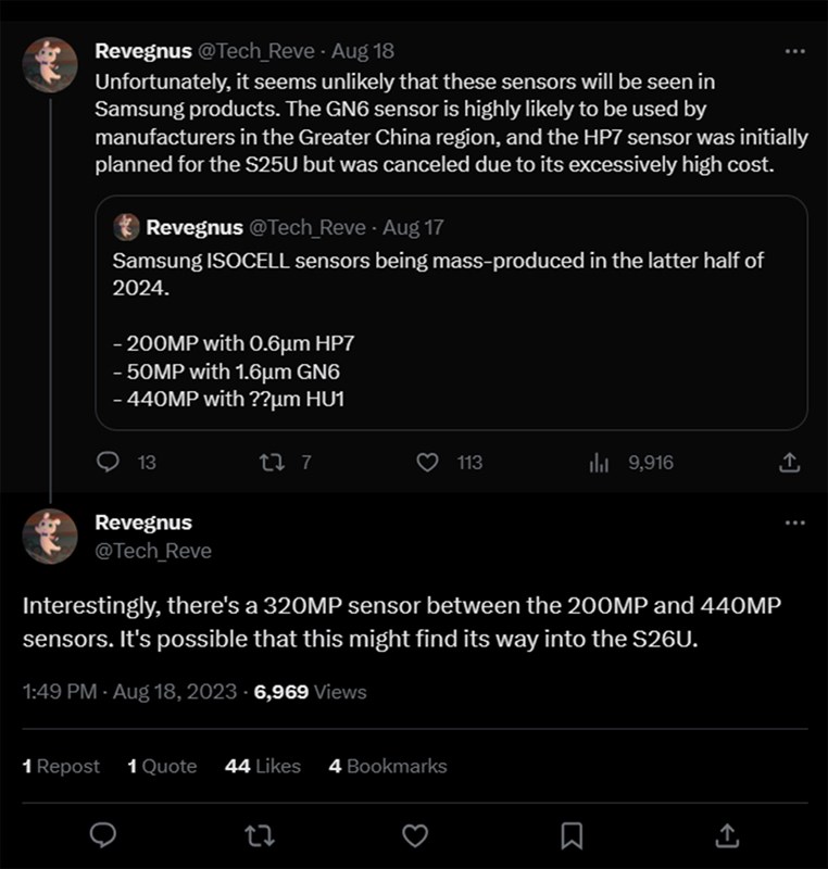 Revegnus đã tiết lộ Galaxy S26 Ultra sẽ có cảm biến 320 MP