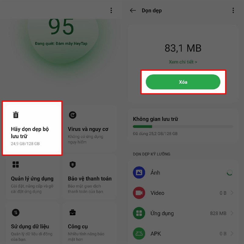 Hướng dẫn cách dọn dẹp rác trên OPPO A58