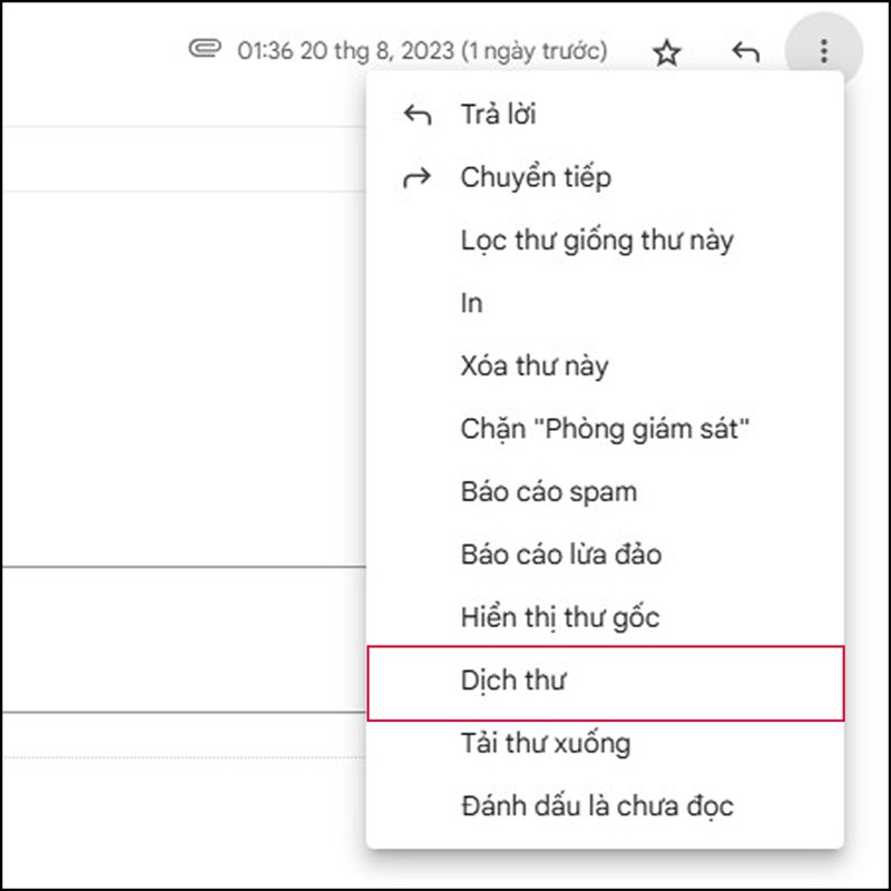 Cách dịch email trong Gmail