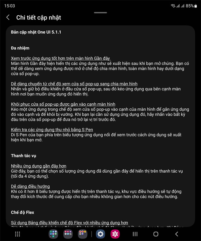 Chi tiết cập nhật One UI 5.1.1 trên Galaxy Z Fold4 Chi tiết cập nhật One UI 5.1.1 trên Galaxy Z Fold4