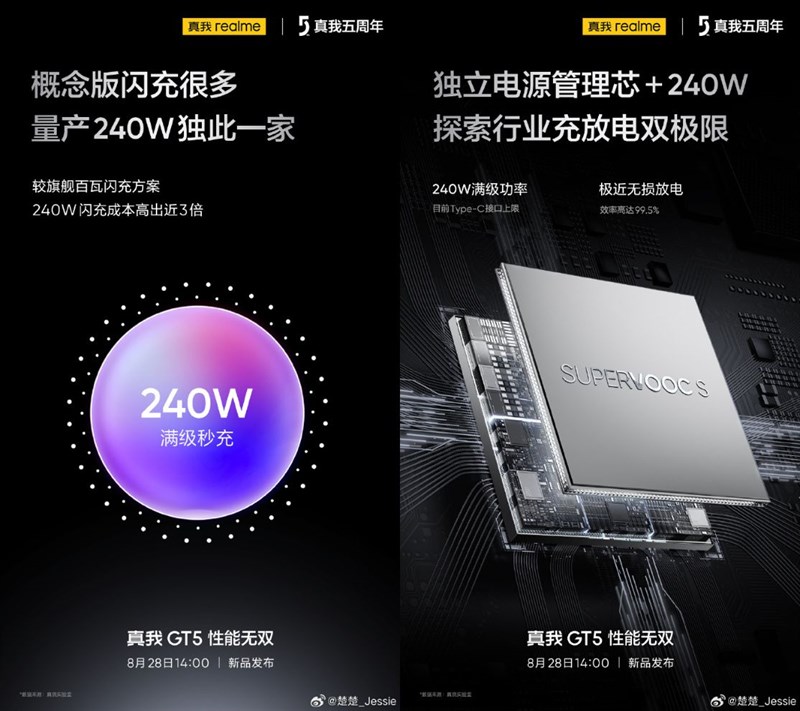 Công nghệ sạc 240 W trên realme GT5 có thể cung cấp 2 giờ đàm thoại chỉ với 30 giây cắm sạc Công nghệ sạc 240 W trên realme GT5 có thể cung cấp 2 giờ đàm thoại chỉ với 30 giây cắm sạc