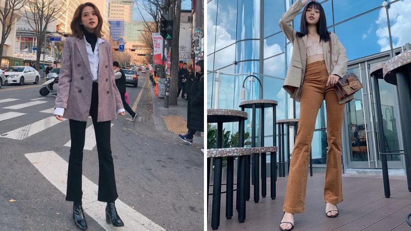 Phối quần ống vẩy với áo blazer