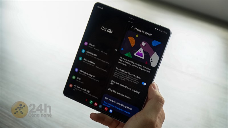 Để tận dụng màn hình lớn của Galaxy Z Fold5 hiệu quả thì cần phải vào tính năng Phòng Thí Nghiệm để bật tính năng đa nhiệm Để tận dụng màn hình lớn của Galaxy Z Fold5 hiệu quả thì cần phải vào tính năng Phòng Thí Nghiệm để bật tính năng đa nhiệm
