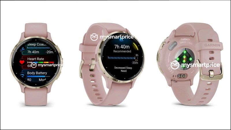 Garmin Venu 3S bản màu French Gold cùng dây đeo Pink Dawn