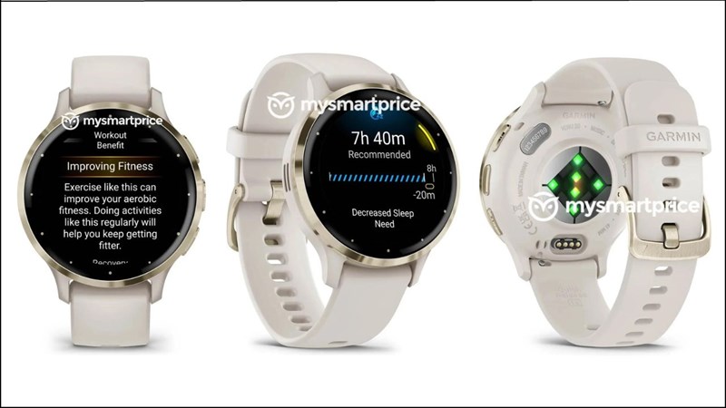 Garmin Venu 3S bản màu Soft Gold cùng dây đeo Ivory