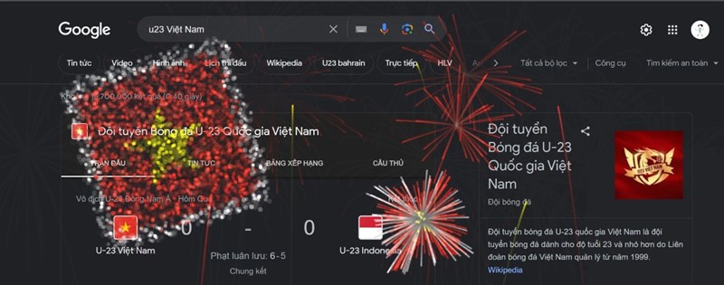 Hiệu ứng pháo hoa chúc mừng chiến thắng của đội tuyển U23 Việt Nam 