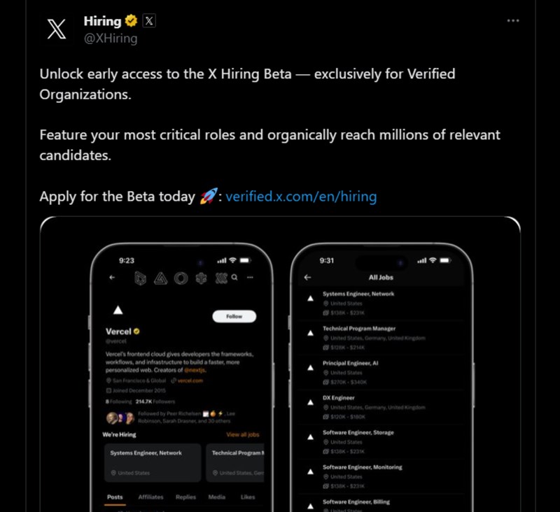 Bài viết của Hiring trên X (Twitter)