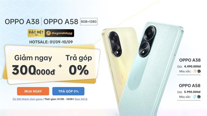 Cơ hội trúng OPPO A38 và OPPO A58 miễn phí là đây, chỉ cần để lại thông tin