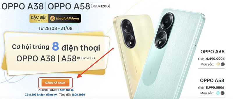 Cơ hội trúng OPPO A38 và OPPO A58 miễn phí là đây, chỉ cần để lại thông tin