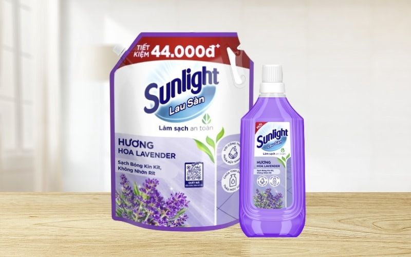 Nước lau sàn Sunlight hương hoa Lavender có hiệu quả làm sạch sàn nhà vượt trội