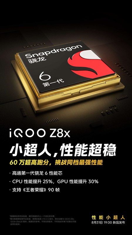 iQOO Z8x sẽ được trang bị vi xử lý Snapdragon 6 Gen 1 iQOO Z8x sẽ được trang bị vi xử lý Snapdragon 6 Gen 1