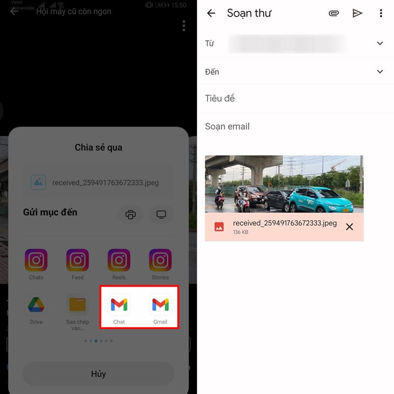 Cách gửi ảnh từ Messenger sang Gmail