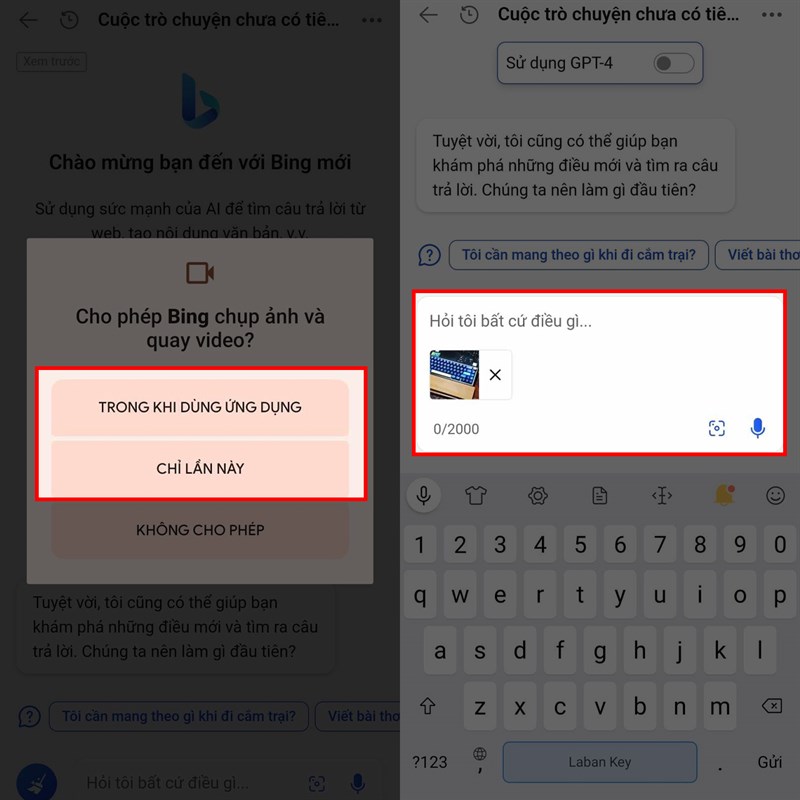 Cách chat bằng ảnh trên Bing AI bằng điện thoại