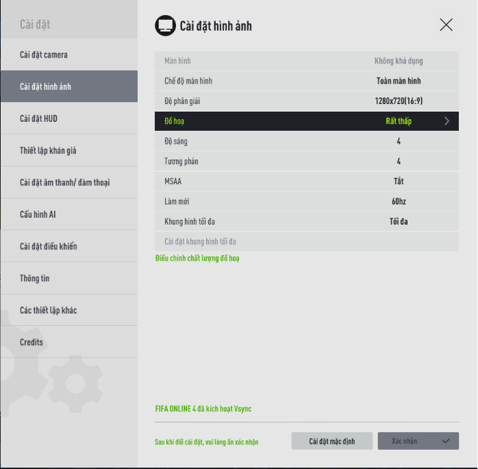 Thiết lập đồ họa game FIFA Online 4 trên Acer Aspire 3 A315 Thiết lập đồ họa game FIFA Online 4 trên Acer Aspire 3 A315