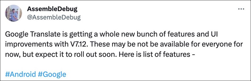 Cập nhật 7.12 cho ứng dụng Google Translate mang đến loạt tính năng thú vị