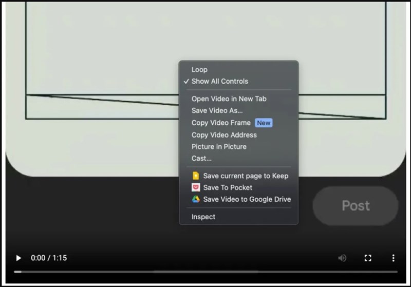 Tuỳ chọn Copy Video Frame mới trên Chrome Tuỳ chọn Copy Video Frame mới trên Chrome