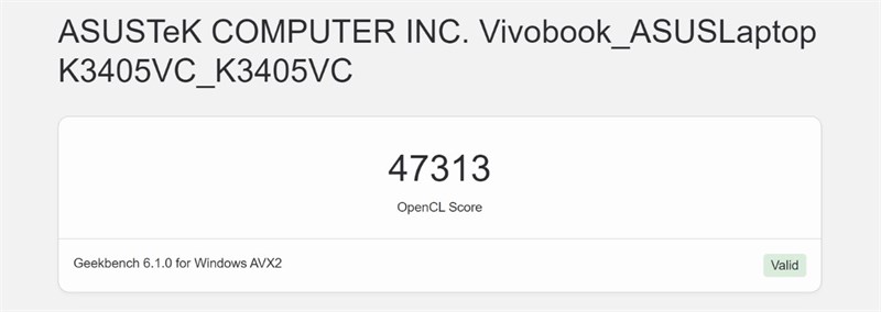 Điểm GeekBench 5 của ASUS Vivobook 14X OLED KM006W.