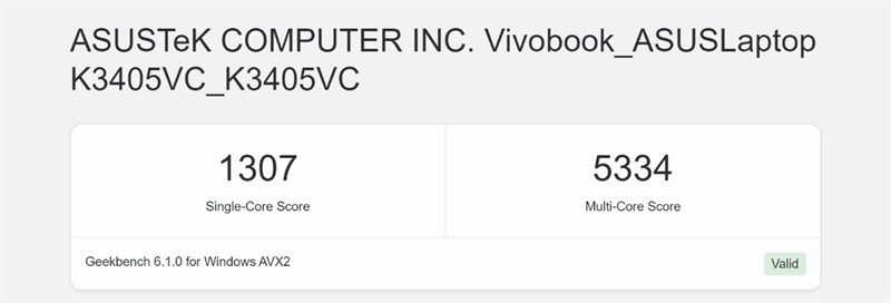Điểm GeekBench 5 của ASUS Vivobook 14X OLED KM006W.