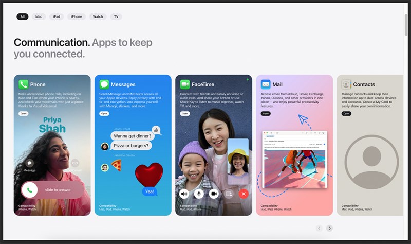 Tiếp đến là các thẻ giới thiệu ứng dụng được đề xuất dựa theo thứ tự Truyền thông, Sáng tạo, Năng suất, Khám phá...
