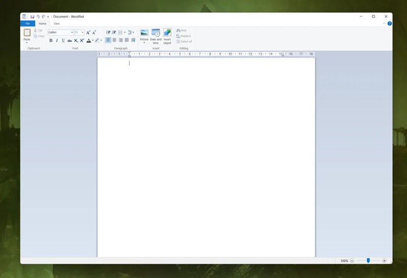 Giao diện của ứng dụng WordPad