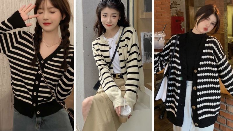 Cardigan kẻ sọc