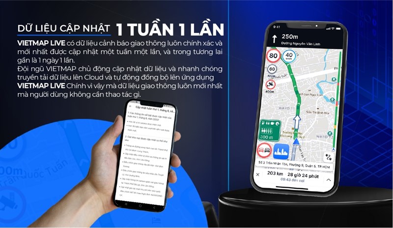 VIETMAP Live cung cấp cảnh báo giao thông chính xác, được cập nhật hàng tuần và sắp tới là hàng ngày