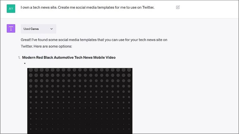 Người dùng có thể yêu cầu bot tạo các mẫu thiết kế chỉ bằng câu lệnh