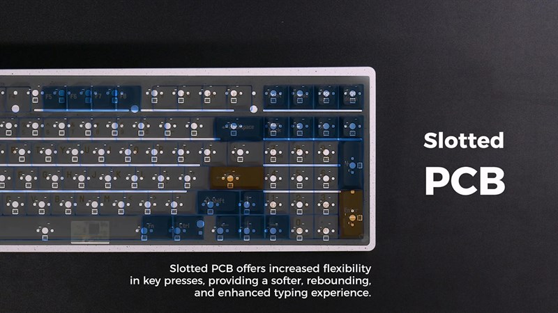 MelGeek Modern 97 được hoàn thiện với dạng Gasket Mount và PCB có rãnh