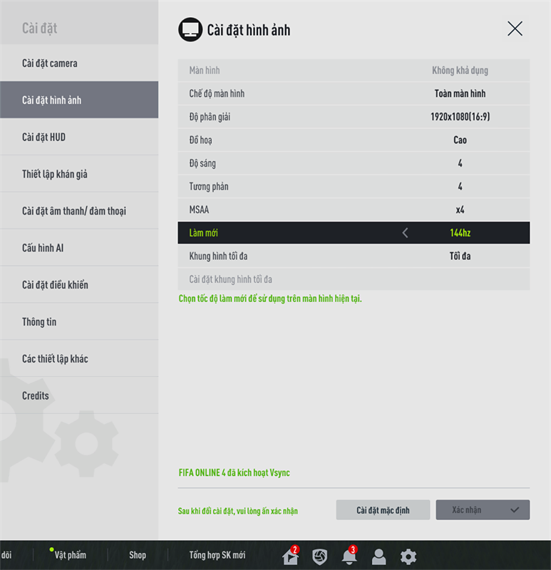 Thiết lập đồ họa tựa game FIFA Online 4 trên HP VICTUS 16 r0130TX