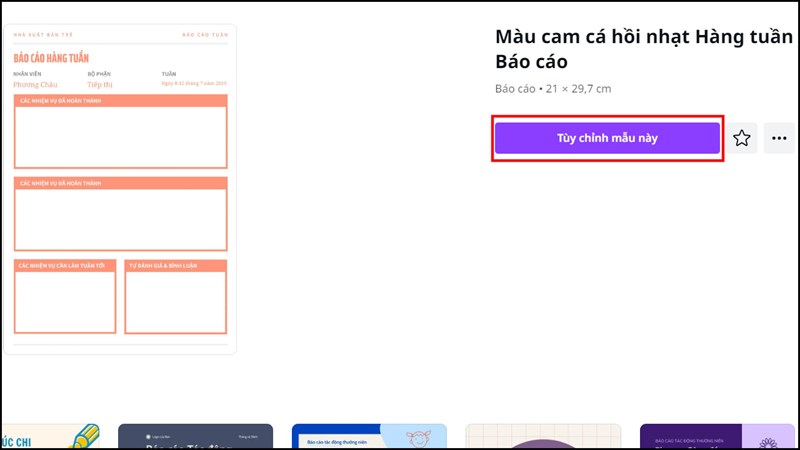 Cách làm bảng báo cáo trên Canva