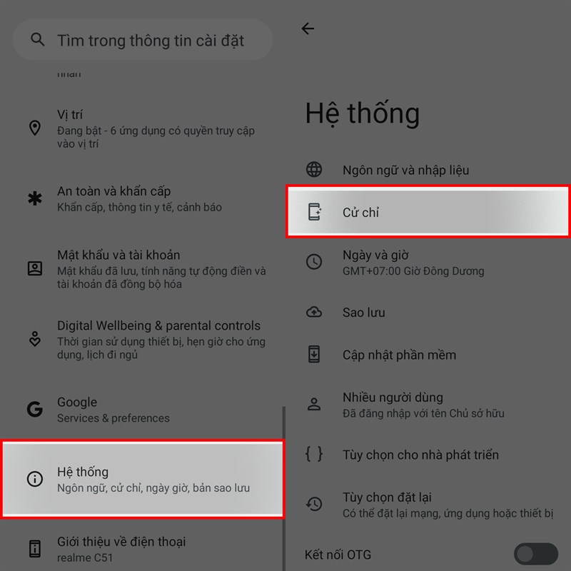Cách bật nhấc điện thoại đánh thức màn hình trên realme C51
