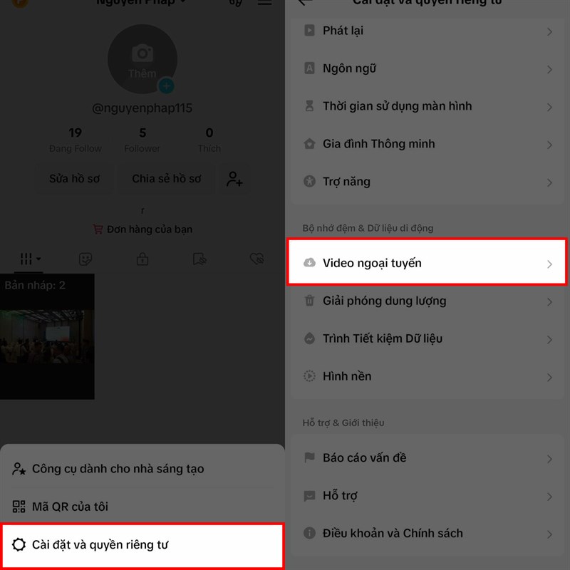 Cách xem TikTok offline