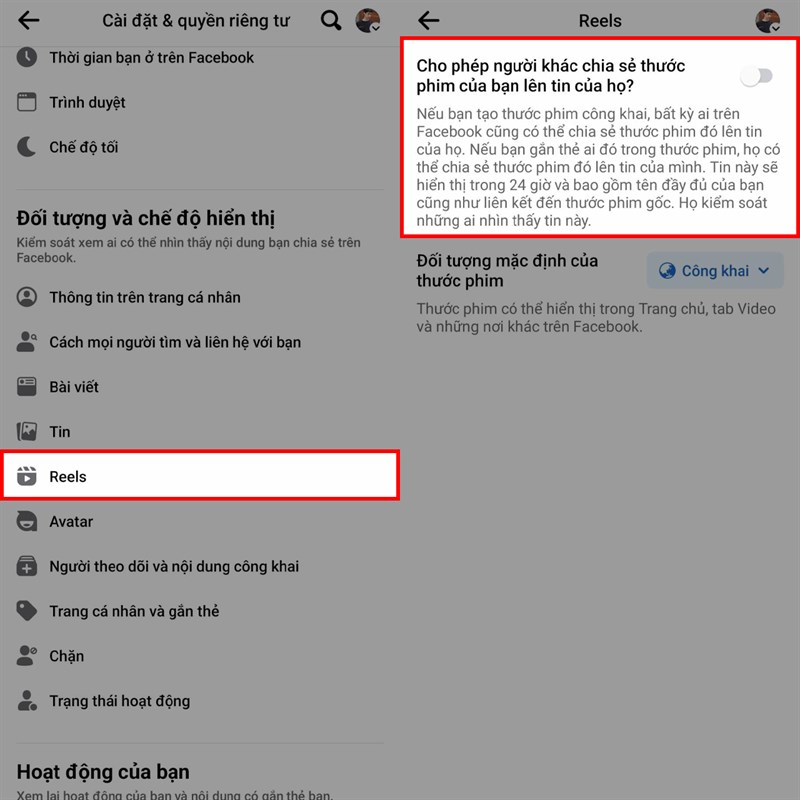 Cách chặn người khác chia sẻ Reels lên story Facebook
