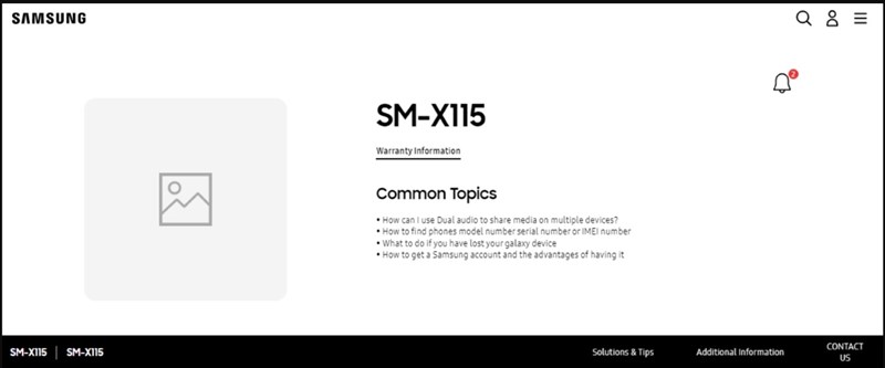 Sản phẩm mới với số model SM-X115 xuất hiện trên trang web của Samsung