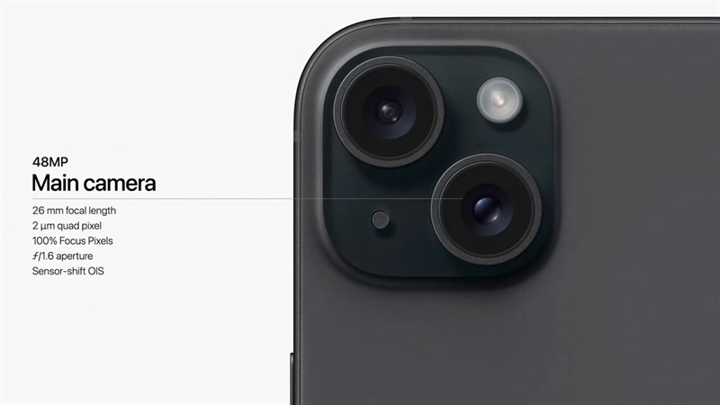 iPhone 15 được trang bị camera chính có độ phân giải 48 MP iPhone 15 được trang bị camera chính có độ phân giải 48 MP