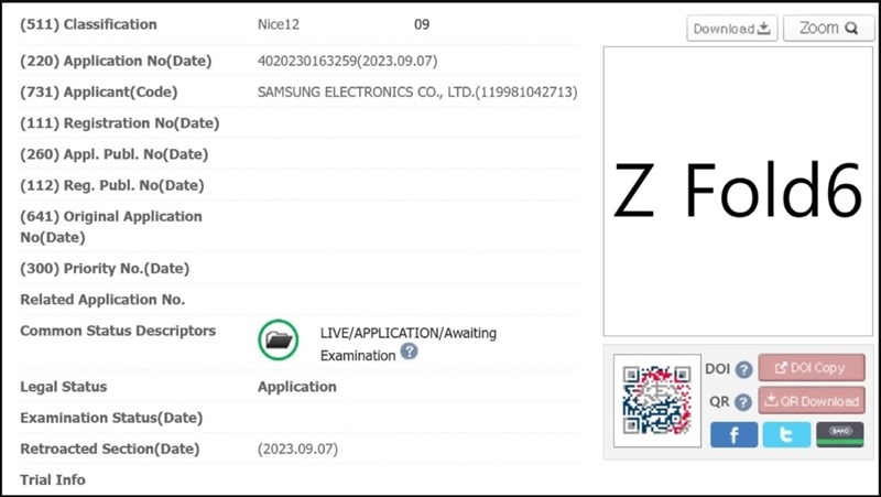 Samsung đăng ký tên gọi Galaxy Z Fold6