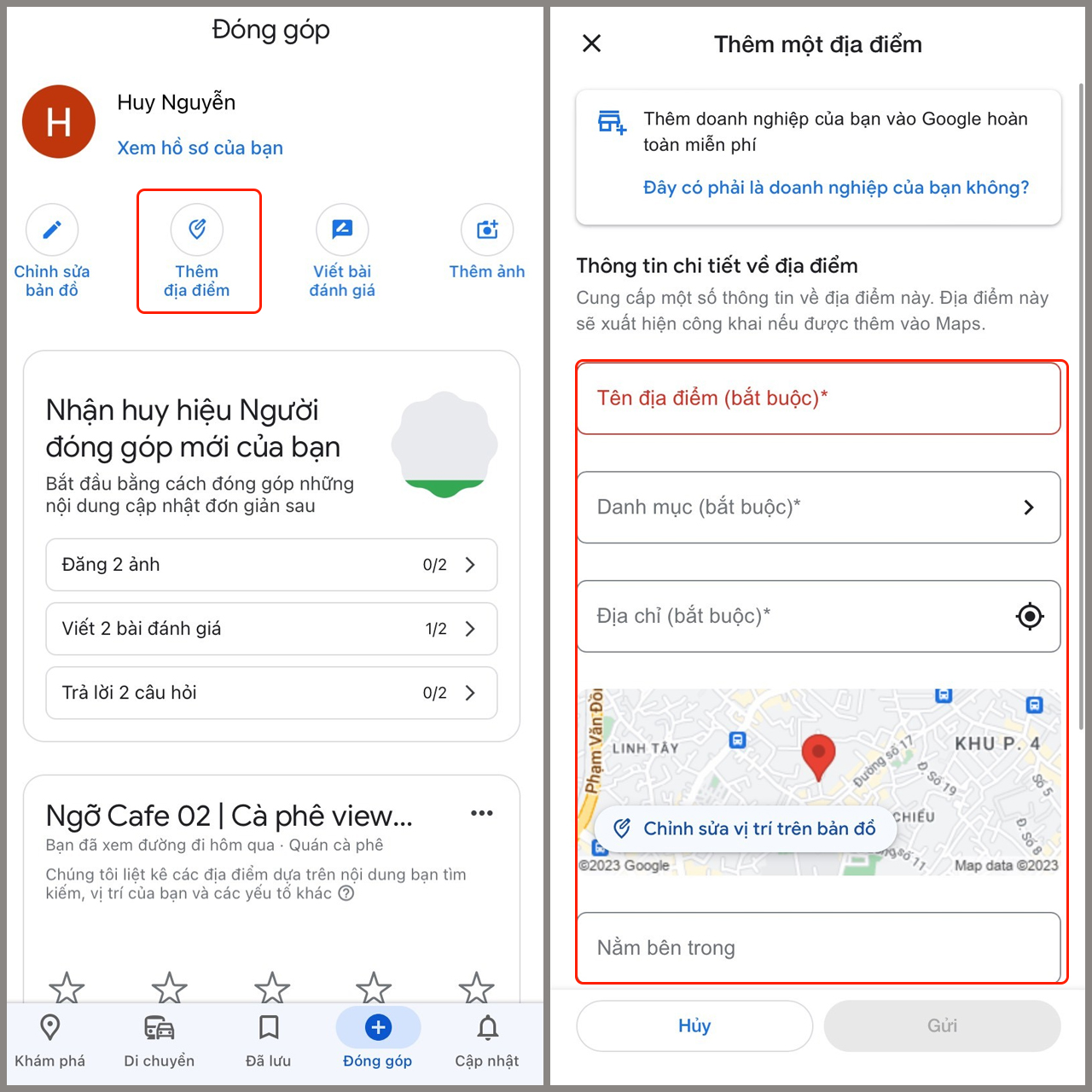 Cách tạo địa điểm trên Google Maps