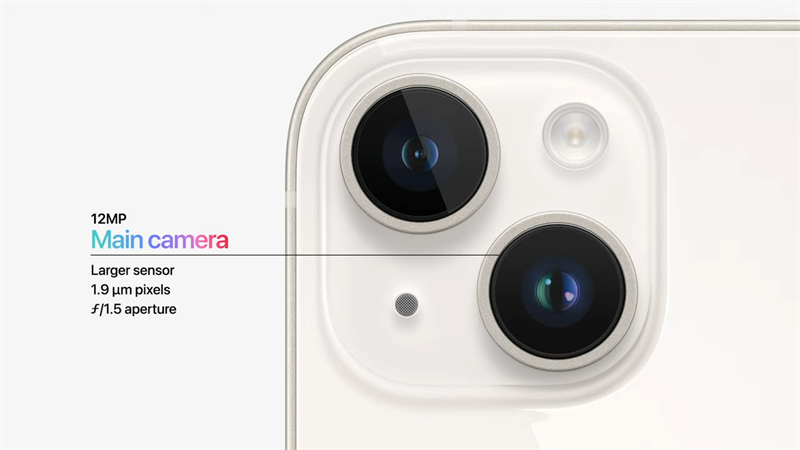 iPhone 14 được trang bị camera kép có độ phân giải 12 MP + 12 MP