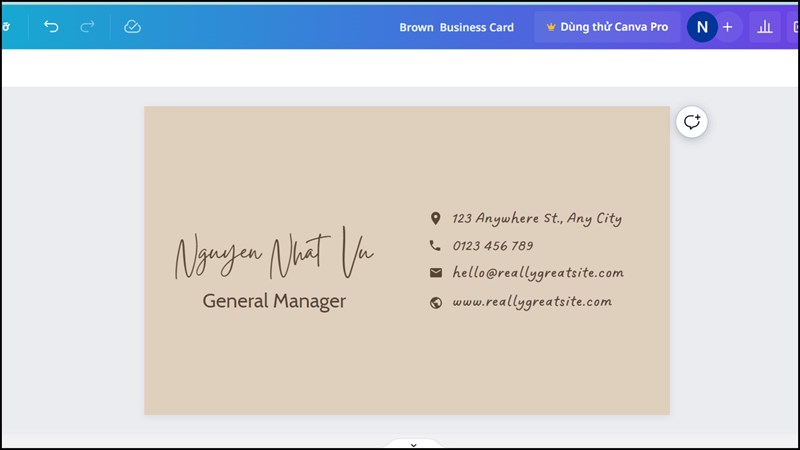 Cách tạo card visit trên Canva
