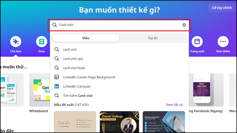Cách tạo card visit trên Canva